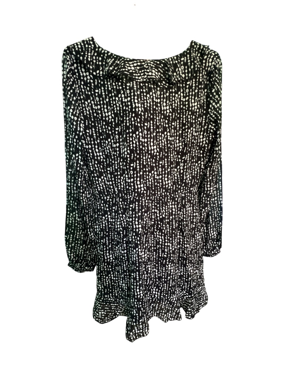 Lucy Paris Black and White Printed Long-Sleeve Mini Dress Medium - Picture 3 of 5